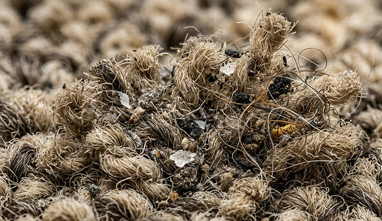 carpet fibers trapping dust, allergens, and dirt